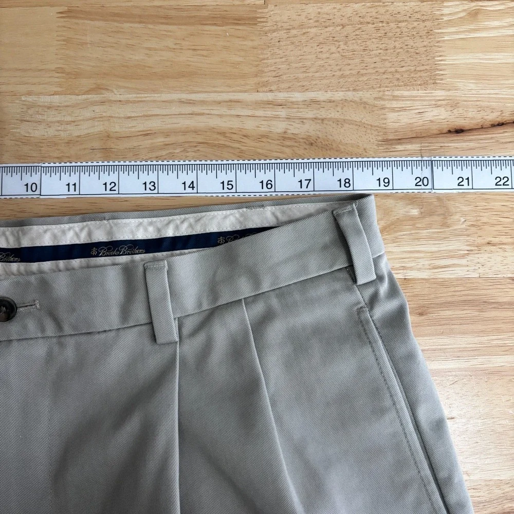 Brooks Brothers Elliott Advantage Chino Pants‎ Pleated Mens 37x32 Khaki Stretch